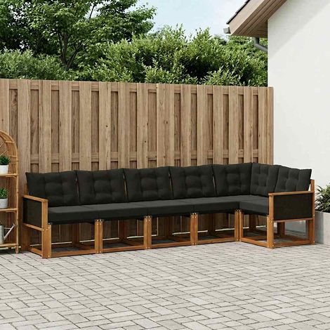 vidaXL Outdoor-Sofagarnitur mit Kissen 6 pcs Natürlich und Schwarz (1/5)