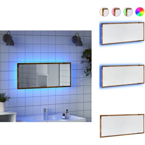 Miroir de salle de bain à LED vieux bois bois d'ingénierie - Miroir De Salle De Bain - Miroirs De Salle De Bain - Miroir De Bain - Miroir De Toilette (1/5)