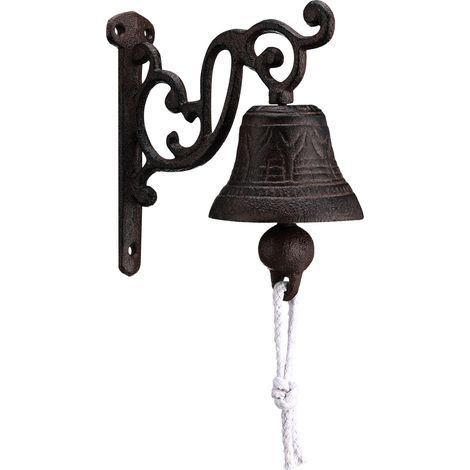 Clochette murale d'extérieur en fonte – Grande sonnette rustique et vintage, robuste et résistante – Pour porte d'entrée, jardin et décoration intérieure – Son clair (Style classique) (1/4)
