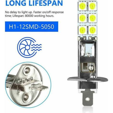 Lot de 4 ampoules LED H1 6000 K, blanches, pour feux de brouillard et de conduite, tension 12V-24V (1/5)