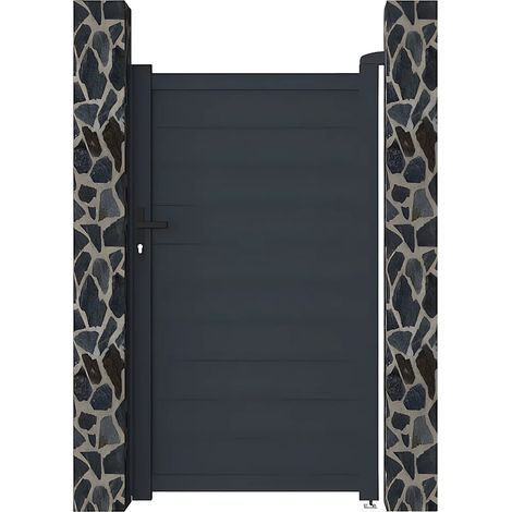 Cancello a battente L103 x H180 cm Alluminio pieno Antracite - NAZARIO (1/5)