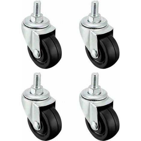 Lot de 4 roulettes pivotantes en caoutchouc TPE 40 mm – Charge 20 kg – Filetage M8 pour installation sécurisée – Compatible tous sols (1/3)
