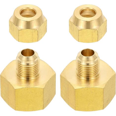 2pcs Raccords de Tube en Laiton, Femelle 1/2" x Mâle 5/8", Apdateur d'Accouplement à 45 Degrés avec Écrou Bride, Raccord Tuyau HVAC Climatisation Plomberie Gaz - 3/4" Flare Female 3/8" Male (1/5)