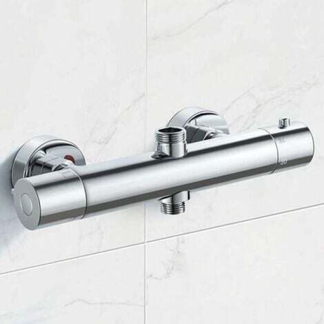 Colonne thermostatique, robinet de douche en laiton haut G3/4 BSP (26, 4 mm) + bas G1/2 BSP (21 mm) + entraxe (150 mm) (1/4)