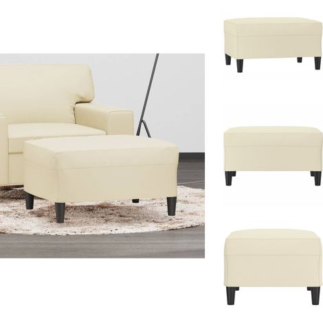 Repose-pied Crème 70x55x41 cm Similicuir - Tabouret - Repose-pied - Pouf - Simili Cuir - Crème (1/5)