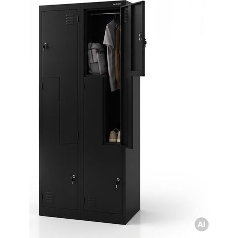 Armoire vestiaire type L noire, 800x1850x450 mm: JULIA