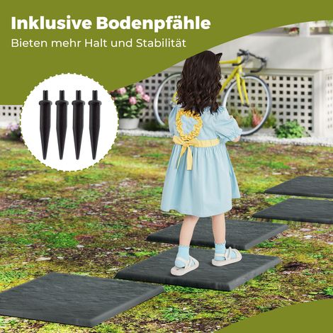 Set of 16 stepping stones for garden walkways, made of polypropylene, including 64 ground stakes, 39.5 x 39.5 cm, grey (1/5)