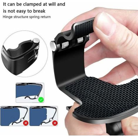 Support Téléphone Voiture - Réglable 360° - Compatible Smartphones 4 À 7 Pouces - Pour Tableau De Bord Pare-Soleil Et Miroir - 1 Pièce (1/5)