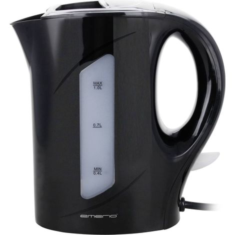 Emerio WK-121616.1 - Bollitore elettrico, 1,0 litri, 900 Watt, indicatore del livello dell'acqua, senza BPA, protezione antigoccia, interruttore on/off illuminato, ideale per casa, campeggio o (1/5)