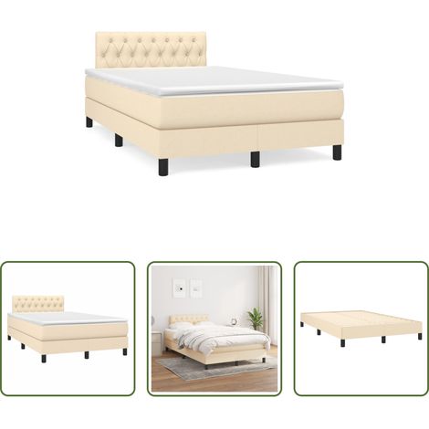 vidaXL Kopfteil - Boxspringbett mit Matratze Creme 120x190 cm Stoff (1/5)