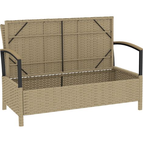 Outsunny Panca da Giardino con Contenitore 125L, Divanetto 2 Posti