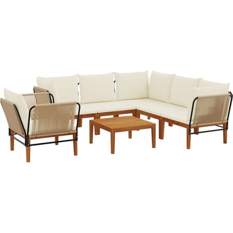 vidaXL 7 uds. Madera de Acacia Sólida y Cuerda Natural (1/2)