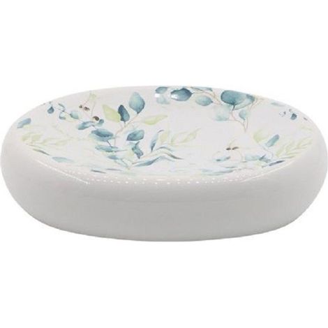 TRADE SHOP - Piattino Per Sapone Decorato Fiori Foglie Porta Saponetta Accessorio Bagno 87051 - (1/2)