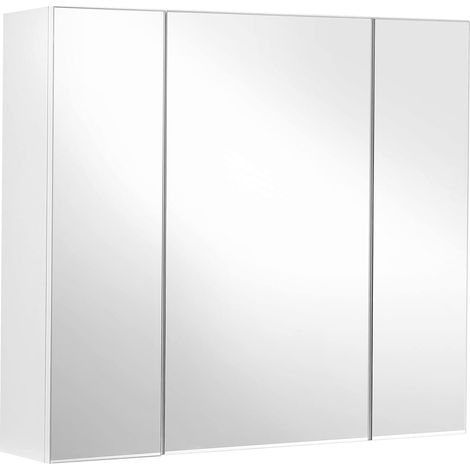 Valora Meuble Salle de Bain Suspendu 3 Portes Miroir Blanc (1/5)
