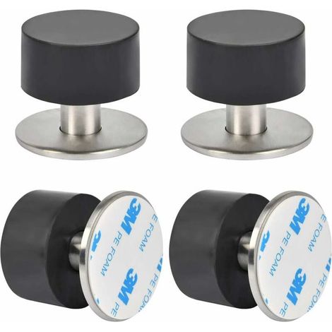 4PCS Butées de Porte Adhesive en Acier Inoxydable Butoir Arrêts de Porte Door Stoppers Avec Caoutchouc Antichoc 3M ou Vis-Inutile de Percer 40mm (1/5)