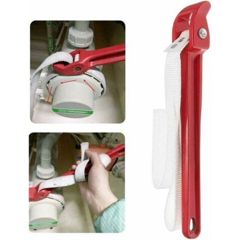 CHOYCLIT 1-teiliger Standard-Bandschlüssel, 12 Zoll verstellbarer Schraubenschlüssel, Universal-Werkzeug zum Entfernen des Ölfilters, 32 Zoll Länge, 12 Zoll Griff (rot) (1/5)