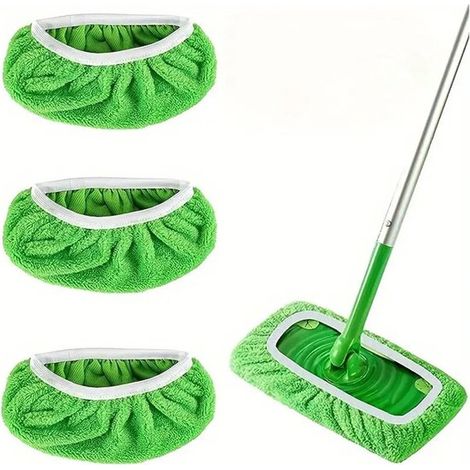 Lot de 4 lingettes réutilisables – Compatibles avec balais Swiffer – Nettoyage sec et humide – Microfibre (1/5)