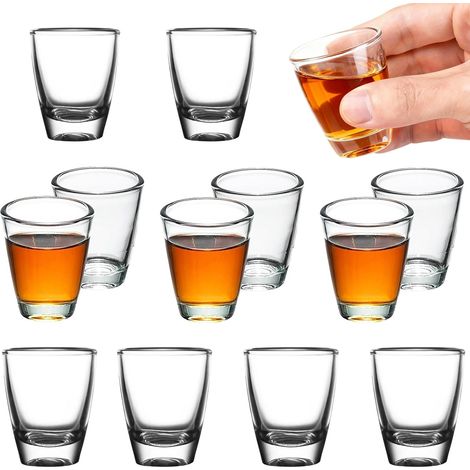 12 Verres à Shot en Verre, Verre à vin En Forme D'œuf, Verre dur, Avec Fond épais, Résistant au Lave Vaisselle, Verres à Shot Transparents, pour les Fêtes, les Clubs, les Bars, les Boissons (1/5)