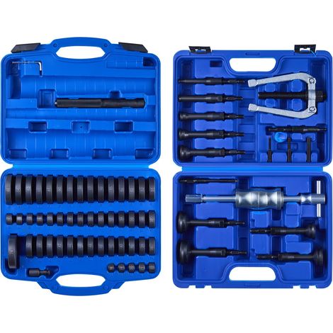 Kit de Presse à Roulements 52+16 PCs, Coffret 2 en 1 d'Outil de Serrage de Bagues et Extracteur de Roulement, avec 49 Bagues, 10 Pinces, Marteau à Inertie, Outil de Montage et Démontage de Joint (1/5)