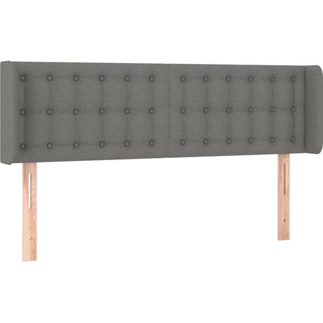 Testiera complemento letto arredo camera con bordo laterale imbottito 147 x 16 x 78/88 cm tessuto grigio scuro TDL0205015