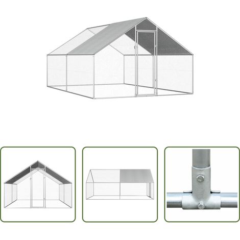 vidaXL Hühnergehege - Outdoor-Hühnerkäfig 2,75x4x1,92 m Verzinkter Stahl (1/5)