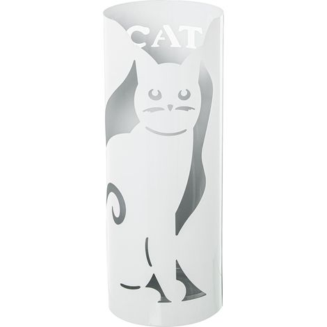 Portaombrelli Tondo in Metallo con Decoro Gufo D19.5x49cm Bianco Peraga Home