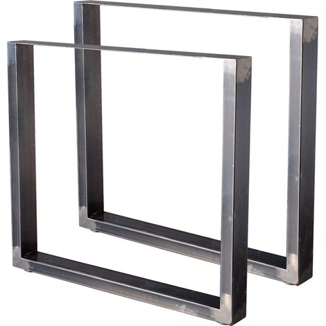 Bc-elec - HM8072-S 2 Patas de mesa de acero barnizado rectangulares 80x72cm, Patas de muebles, Patas de mesa de metal (1/5)