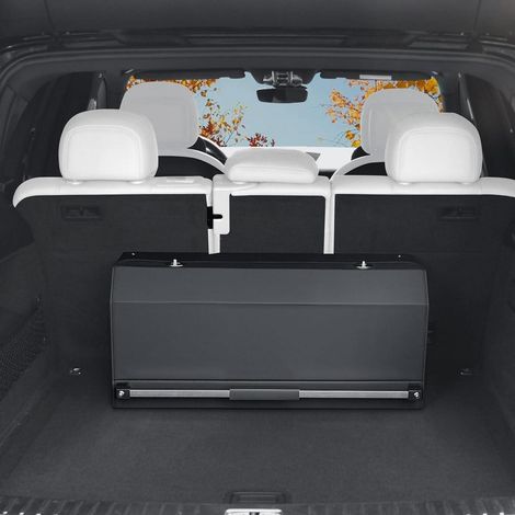 Organisateur de coffre de voiture en cuir noir 61L avec couvercle et poignées robustes (1/5)
