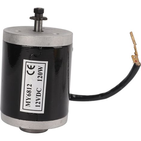 Moteur à balais 12 V 120 W en aluminium, petit moteur CC à balais avec poulie métallique pour scooter, petit vélo électrique et tricycle (1/5)