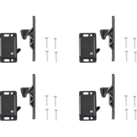 Confezione da 4 serrature per ante di armadietti con 8 viti per camper, accessori per armadietti, casa, cucina, nere (1/5)