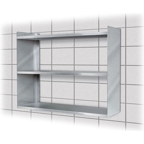 BRB Étagère murale en acier inoxydable, 700 x 250 x 650 mm, 3 étagères, argentée