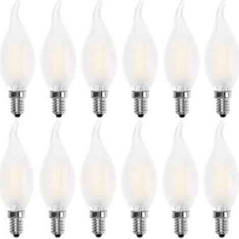 Ampoule LED E14 Flamme,Forme de Bougie,Blanc Chaud 2700K,4W Equivalence Incandescence 40W,400lm, Lot de 12 [Classe énergétique A+]
