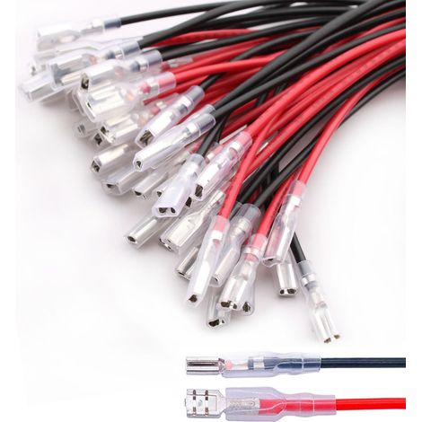 40 pcs Cosse electriques,Connecteur de fil cosses à sertir femelles,cosse 2,8 mm 4,8 mm Fil Connecteur Spade Connecteur plat Spade pour Moto, Voiture, Camion