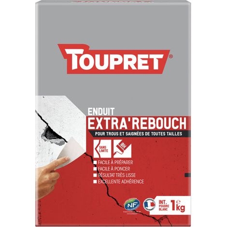 TOUPRET - Enduit rebouchage intérieur blanc poudre 1kg