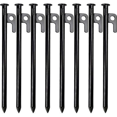 Pack of 8 Heavy Duty Metal Stakes for Unbreakable and Inflexible Camping Steel Stakes, 40 cm