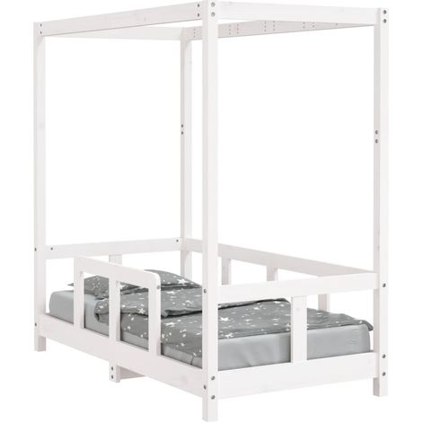Lit Simple,Lit enfant,Cadre de lit pour enfant blanc 70x140 cm bois de pin massif CFW6534993 (1/5)