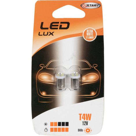 T4W Coppia di lampadine spia 2 Led per luci auto 12V 4W BA9s (1/3)