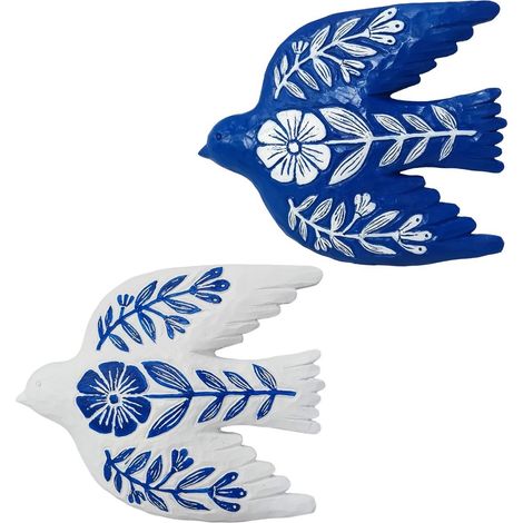 Set de 2 golondrinas de pared de resina azul 17 cm (1/3)