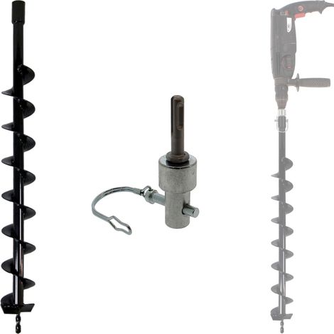 Gt Market – Mèche pour tarière Ø 80 mm – Longueur 80 cm – Adaptateur SDS-plus pour perceuse et perforateur – Acier robuste pour terre