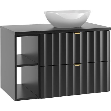 Waschtisch 80cm Lexa mit 2 Schubladen, Schwarz (1/5)