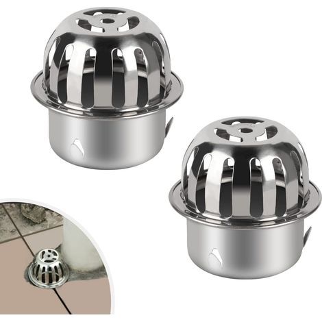 Lot de 2 crépines de gouttière 85 mm en inox, anti obstruction, protège tuyau contre les feuilles et les débris (1/5)