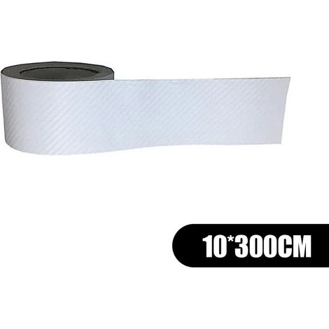 (BLANC) Argent,blanc,bleu,10 x 300 cm,film adhésif universel en fibre de carbone 3D pour voiture,protection imperméable pour portières,seuils de porte et rétroviseurs latéraux (1/3)