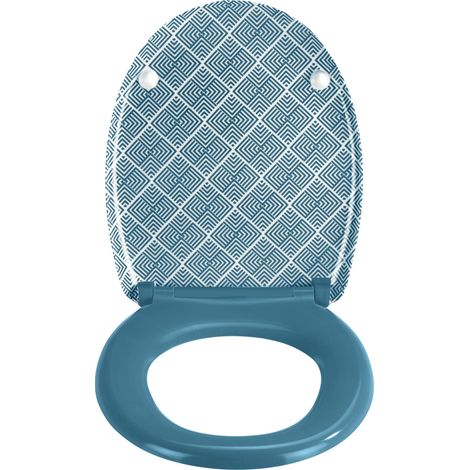 WENKO WC-Sitz Atacama, Toilettensitz mit Absenkautomatik, Schnellbefestigung, aus antibakteriellem, stabilem Duroplast, Blau, Duroplast mehrfarbig , Edelstahl rostfrei silber matt (1/5)