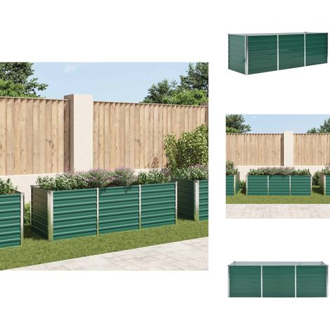 Garten-Hochbeet Verzinkter Stahl 240x80x77 cm Grün - Gartenhochbeet - Metallhochbeet - Stahlteich - Balkonbepflanzung - Terrasse Bepflanzung (1/5)