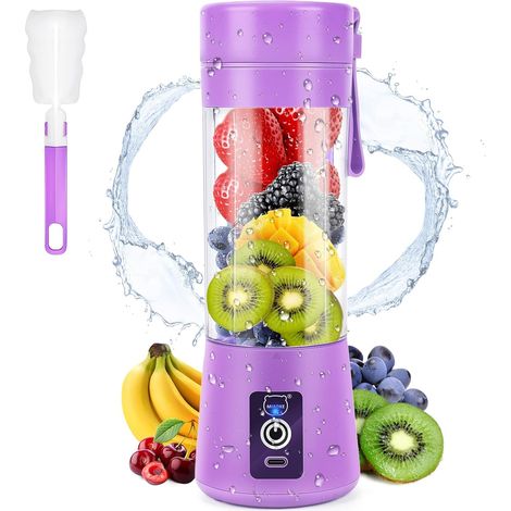 Mixeur portable pour smoothie, mixeur personnel avec 6 lames en 3D, presse-agrumes rechargeable par USB, pour maison, bureau, extérieur (Mauve) (1/5)