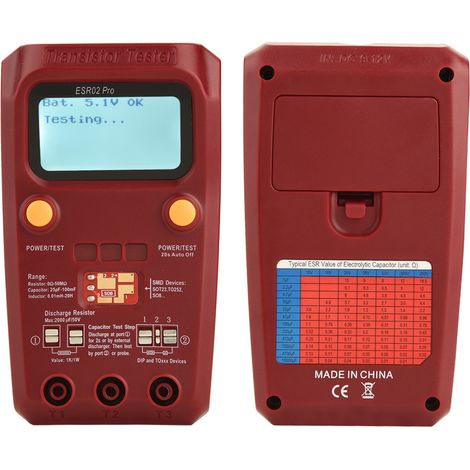 Testeur de transistors numérique BSIDE ESR02 Pro, multimètre d'inductance pour composants CMS (1/5)