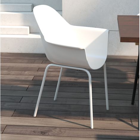 Silla de exterior set de 4 de acero gris con reposabrazos y respaldo alto (1/5)