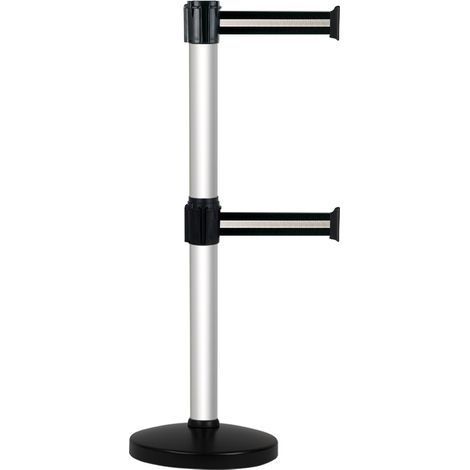 Poteau Alu anodisé à double sangle Noir/Argent 3m x 50mm sur socle portable - 2900072 (1/4)