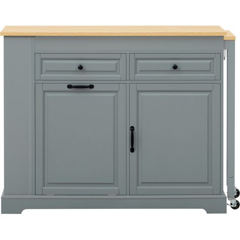 Isla de cocina con ruedas extensible 112-180 x 45 x 92 cm gris MDF HOMVRA (1/5)