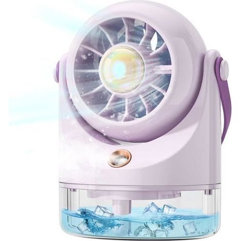 (Lila) Mini-Ventilator – Nicht spezifiziert – Tragbar – 3 Geschwindigkeitsstufen – Wiederaufladbar – Nebelfunktion (1/5)